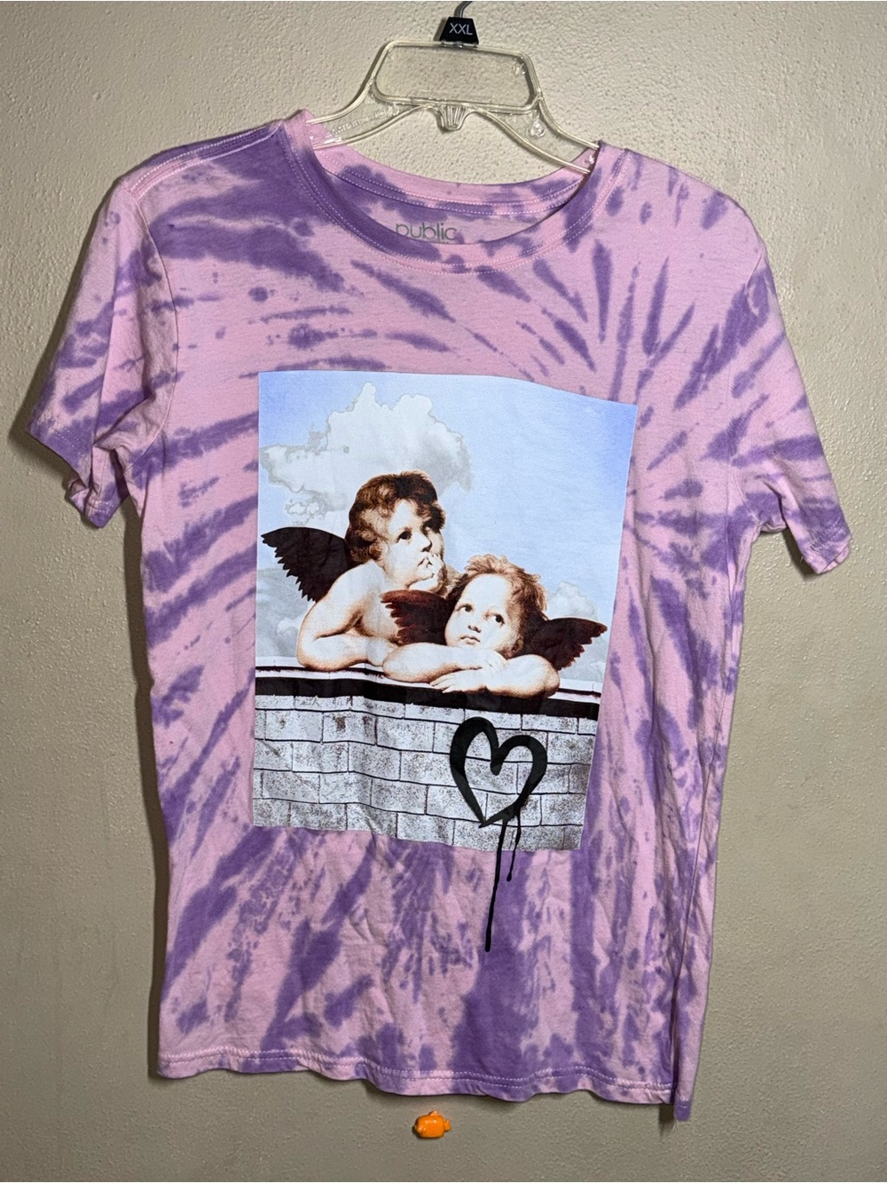 Women’s Public Library Tie-Dye Purple Angel Tee Sz Sm EUC!